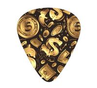 Guitar plectrums 12 pieces set Comfortable in the hand with smooth edges Three thicknesses to match Gold Dollar Sign Printing