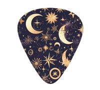 Guitar plectrums 12 pieces set Comfortable in the hand with smooth edges Three thicknesses to match Golden Stars In The Night Sky Printing
