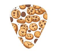 Guitar plectrums 12 pieces set Comfortable in the hand with smooth edges Three thicknesses to match Cookies Food Chocolate Chip Biscuits Pattern