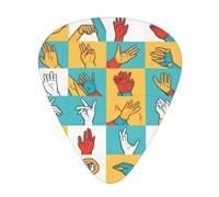 Guitar plectrums 12 pieces set Comfortable in the hand with smooth edges Three thicknesses to match Sign Language Alphabet Picture