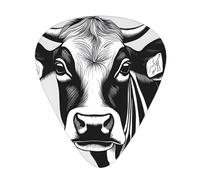 Guitar plectrums 12 pieces set Comfortable in the hand with smooth edges Three thicknesses to match Black White cow Picture