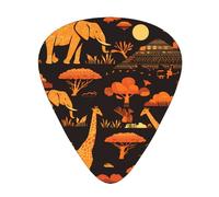 Guitar plectrums 12 pieces set Comfortable in the hand with smooth edges Three thicknesses to match Elephant And Giraffe In The Sunset Printing
