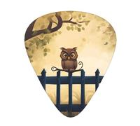 Guitar plectrums 12 pieces set Comfortable in the hand with smooth edges Three thicknesses to match Owl Sitting Tree Fence Picture