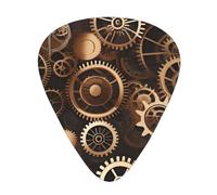 Guitar plectrums 12 pieces set Comfortable in the hand with smooth edges Three thicknesses to match Cool Steampunk Gears Picture