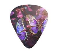 Guitar plectrums 12 pieces set Comfortable in the hand with smooth edges Three thicknesses to match Violet-Gold Butterflies Picture