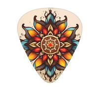 Guitar plectrums 12 pieces set Comfortable in the hand with smooth edges Three thicknesses to match Unique Leaf Flower Meditation Tribal Picture