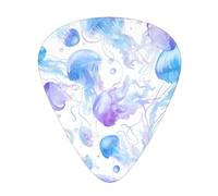 Guitar plectrums 12 pieces set Comfortable in the hand with smooth edges Three thicknesses to match watercolor 3d jellyfish Printing