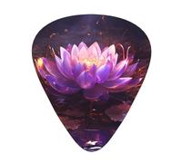 Guitar plectrums 12 pieces set Comfortable in the hand with smooth edges Three thicknesses to match lotus flower purple Printing