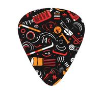 Guitar plectrums 12 pieces set Comfortable in the hand with smooth edges Three thicknesses to match black hockey Printing