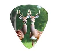 Guitar plectrums 12 pieces set Comfortable in the hand with smooth edges Three thicknesses to match Lovely Deer Couple Picture