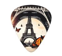 Guitar plectrums 12 pieces set Comfortable in the hand with smooth edges Three thicknesses to match Paris Tower And Butterfly Picture