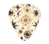 Guitar plectrums 12 pieces set Comfortable in the hand with smooth edges Three thicknesses to match law of the compass navigation Printing