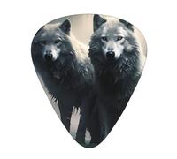 Guitar plectrums 12 pieces set Comfortable in the hand with smooth edges Three thicknesses to match Two wolves Picture