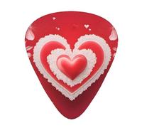 Guitar plectrums 12 pieces set Comfortable in the hand with smooth edges Three thicknesses to match Valentine's Day Red Heart Flower Prints