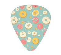 Guitar plectrums 12 pieces set Comfortable in the hand with smooth edges Three thicknesses to match cute donuts Printing