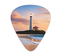 Guitar plectrums 12 pieces set Comfortable in the hand with smooth edges Three thicknesses to match Lighthouse Beach Picture