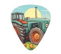 Guitar plectrums 12 pieces set Comfortable in the hand with smooth edges Three thicknesses to match Cartoon Tractor Picture