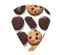 Guitar plectrums 12 pieces set Comfortable in the hand with smooth edges Three thicknesses to match Chocolate Cookie Picture