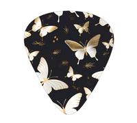Guitar plectrums 12 pieces set Comfortable in the hand with smooth edges Three thicknesses to match gold white butterflies black Printing