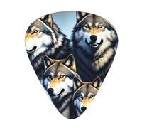 Guitar plectrums 12 pieces set Comfortable in the hand with smooth edges Three thicknesses to match wolves family Prints