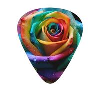 Guitar plectrums 12 pieces set Comfortable in the hand with smooth edges Three thicknesses to match Rainbow Rose Picture