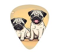 Guitar plectrums 12 pieces set Comfortable in the hand with smooth edges Three thicknesses to match Funny Cartoon Pug Puppy Dog Picture