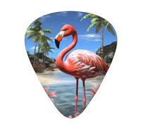Guitar plectrums 12 pieces set Comfortable in the hand with smooth edges Three thicknesses to match Tropical Flamingo Picture