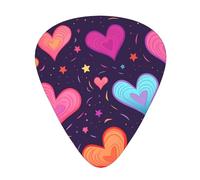 Guitar plectrums 12 pieces set Comfortable in the hand with smooth edges Three thicknesses to match shooting star heart Printing