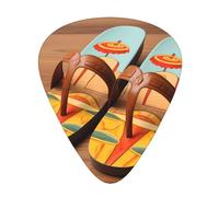 Guitar plectrums 12 pieces set Comfortable in the hand with smooth edges Three thicknesses to match Funny Flip Flops Slippers Art Pattern