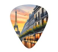 Guitar plectrums 12 pieces set Comfortable in the hand with smooth edges Three thicknesses to match Paris Street Eiffel Tower Painting Picture
