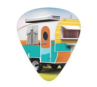 Guitar plectrums 12 pieces set Comfortable in the hand with smooth edges Three thicknesses to match You Make Me Happy Camper Trailer Prints