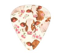 Guitar plectrums 12 pieces set Comfortable in the hand with smooth edges Three thicknesses to match pink flower show steer cows cattle Printing