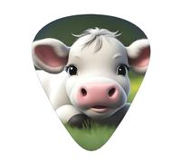 Guitar plectrums 12 pieces set Comfortable in the hand with smooth edges Three thicknesses to match Cute little cow Picture