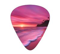 Guitar plectrums 12 pieces set Comfortable in the hand with smooth edges Three thicknesses to match Pink Beach Sunset Prints