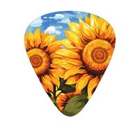 Guitar plectrums 12 pieces set Comfortable in the hand with smooth edges Three thicknesses to match sunflowers sun Picture