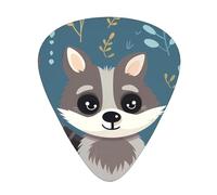 Guitar plectrums 12 pieces set Comfortable in the hand with smooth edges Three thicknesses to match cute raccoon Printing