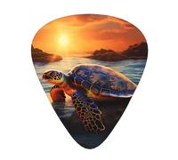 Guitar plectrums 12 pieces set Comfortable in the hand with smooth edges Three thicknesses to match sea turtle sunset Prints