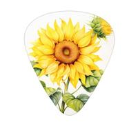 Guitar plectrums 12 pieces set Comfortable in the hand with smooth edges Three thicknesses to match Watercolor sunflower Picture