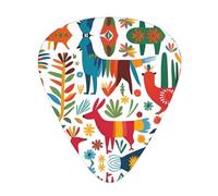 Guitar plectrums 12 pieces set Comfortable in the hand with smooth edges Three thicknesses to match Mexican Otomi Animals Picture