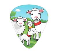 Guitar plectrums 12 pieces set Comfortable in the hand with smooth edges Three thicknesses to match Cartoon lambs Prints