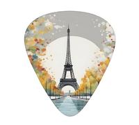 Guitar plectrums 12 pieces set Comfortable in the hand with smooth edges Three thicknesses to match Paris City Tree Eiffel Tower Art Pattern