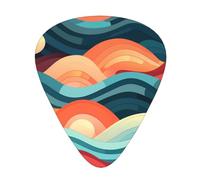 Guitar plectrums 12 pieces set Comfortable in the hand with smooth edges Three thicknesses to match sunset and sunrise with ocean sea waves Printing