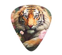 Guitar plectrums 12 pieces set Comfortable in the hand with smooth edges Three thicknesses to match Tiger and Lotus Flowers Picture