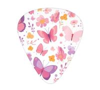 Guitar plectrums 12 pieces set Comfortable in the hand with smooth edges Three thicknesses to match pink butterfly Printing
