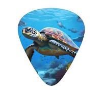 Guitar plectrums 12 pieces set Comfortable in the hand with smooth edges Three thicknesses to match Sea Turtle with Fishes Picture