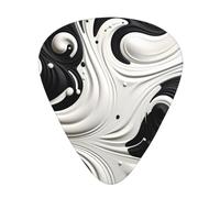 Guitar plectrums 12 pieces set Comfortable in the hand with smooth edges Three thicknesses to match White Black Swirl Design Picture