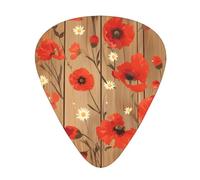 Guitar plectrums 12 pieces set Comfortable in the hand with smooth edges Three thicknesses to match wooden board red flower Printing
