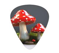 Guitar plectrums 12 pieces set Comfortable in the hand with smooth edges Three thicknesses to match Red Mushrooms Picture