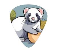 Guitar plectrums 12 pieces set Comfortable in the hand with smooth edges Three thicknesses to match Cute Ferret Picture