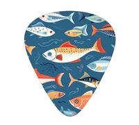 Guitar plectrums 12 pieces set Comfortable in the hand with smooth edges Three thicknesses to match Various Sea Fish Pattern Picture